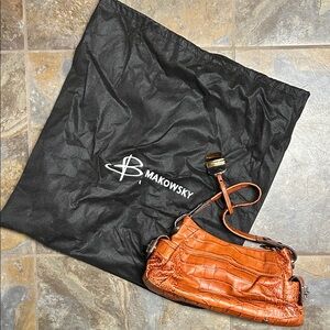 B. Makowsky Burnt Orange Croc-Embossed Bag